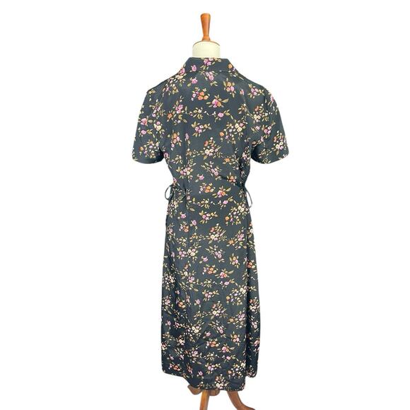 Vintage MISS DORBY Button Down Maxi Dress Floral Print w/Ties Size 12 Cottage - Picture 12 of 14